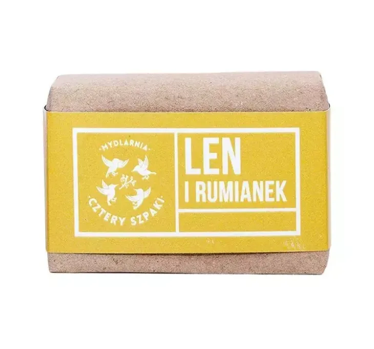 Mydlarnia Cztery Szpaki Len i Rumianek naturalne mydło w kostce skóra alergiczna, wrażliwa 110 g