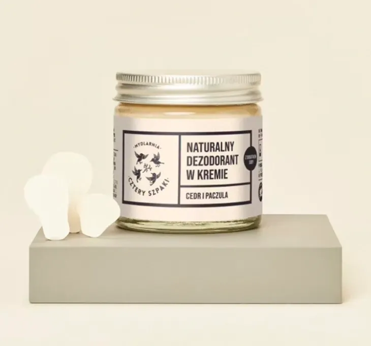 Mydlarnia Cztery Szpaki naturalny dezodorant w kremie z dodatkiem sody Cedr i Paczula 60ml