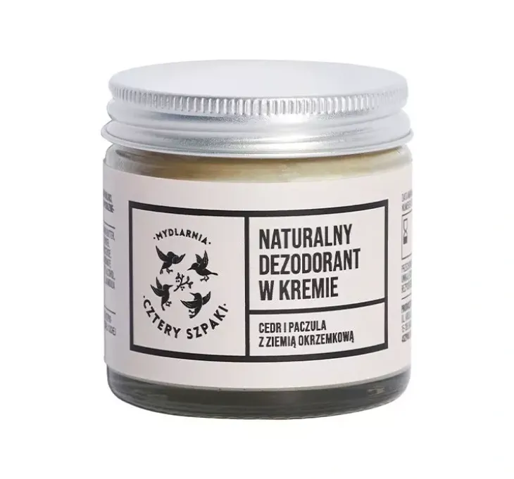 Mydlarnia Cztery Szpaki naturalny dezodorant w kremie z dodatkiem sody Cedr i Paczula 60ml