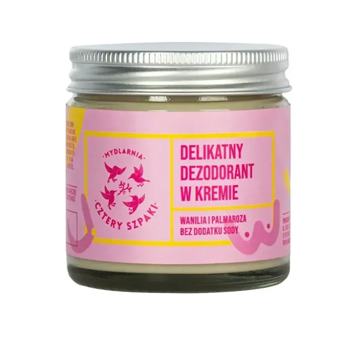 Mydlarnia Cztery Szpaki naturalny dezodorant w kremie bez dodatku sody Wanilia i Palmaroza 60ml