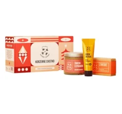 Mydlarnia Cztery Szpaki zestaw prezentowy kosmetyków naturalnych Korzenne Ciasteczko peeling cukrowy 250 ml + krem do rąk 50 ml + mydło w kostce 110 g