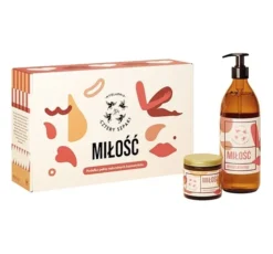 Mydlarnia Cztery Szpaki zestaw prezentowy kosmetyków naturalnych Miłość mydło w płynie 300 ml + świeca do masażu 120 ml