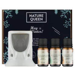Nature Queen Hey Winter! zestaw naturalnych olejków eterycznych 3 x 10 ml + kominek zapachowy