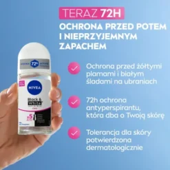 NIVEA Black&White Clear antyperspirant roll-on dla kobiet 50 ml