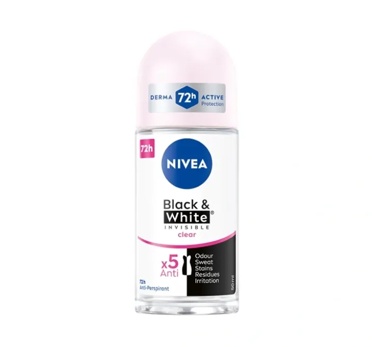 NIVEA Black&White Clear antyperspirant roll-on dla kobiet 50 ml