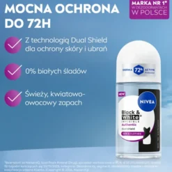 NIVEA Black & White Invisible Authentic Dual Shield Skin & Clothes antyperspirant w kulce dla kobiet 50 ml