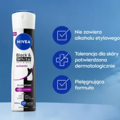 NIVEA Black & White Invisible Authentic antyperspirant w sprayu 150 ml