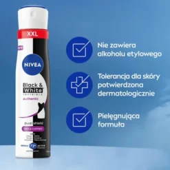 NIVEA Black & White Invisible Authentic antyperspirant w sprayu 250 ml