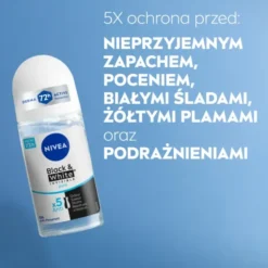 NIVEA Black&White Invisible Pure antyperspirant roll-on dla kobiet 50 ml