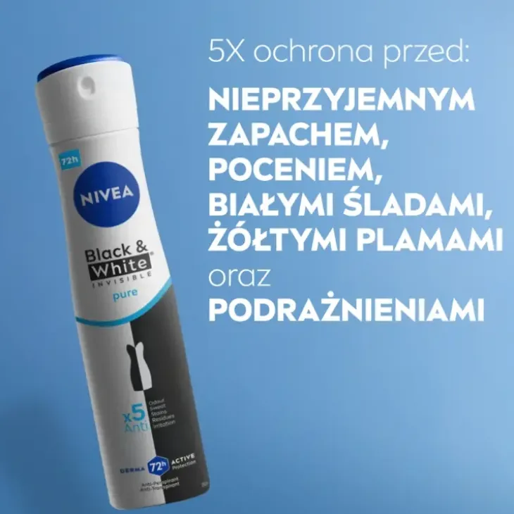 NIVEA Black&White Invisible Pure antyperspirant w sprayu dla kobiet 250 ml