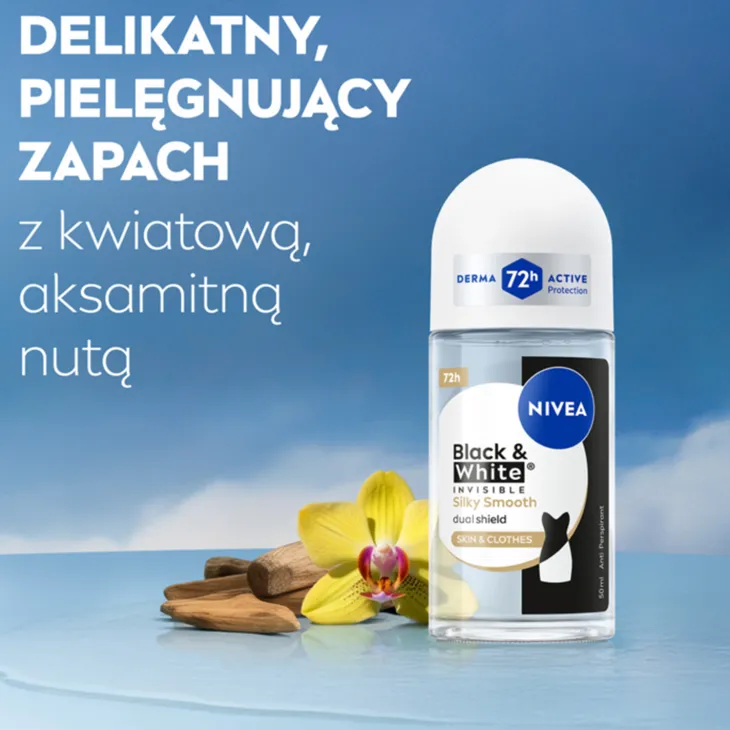 NIVEA Black&White Invisible Silky Smooth antyperspirant roll-on dla kobiet 50 ml