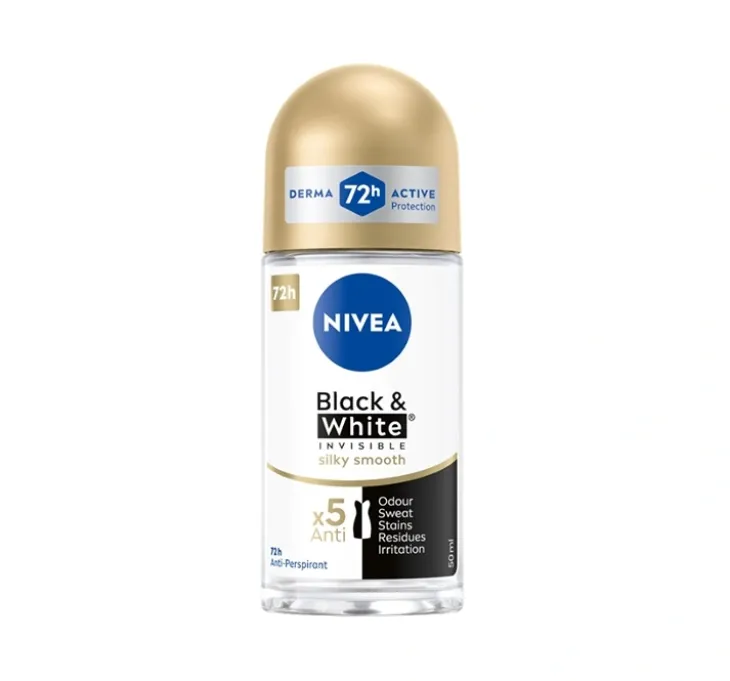 NIVEA Black&White Invisible Silky Smooth antyperspirant roll-on dla kobiet 50 ml