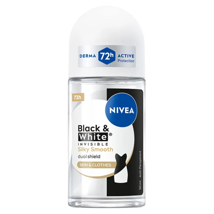 NIVEA Black&White Invisible Silky Smooth antyperspirant roll-on dla kobiet 50 ml