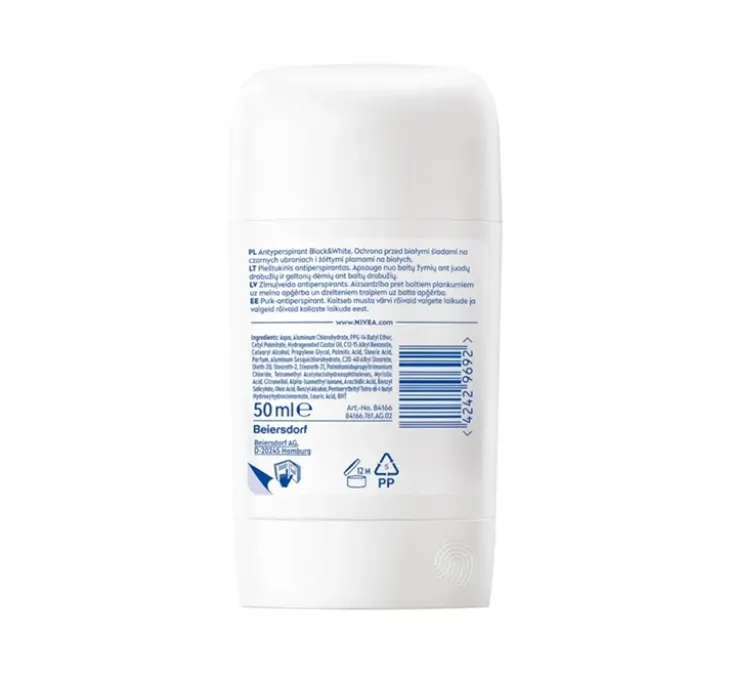 NIVEA Black&White Invisible Silky Smooth antyperspirant w sztyfcie dla kobiet 50 ml