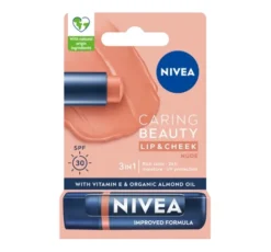 NIVEA Caring Beauty pielęgnująca pomadka do ust i policzków 3w1 Nude 4,8 g