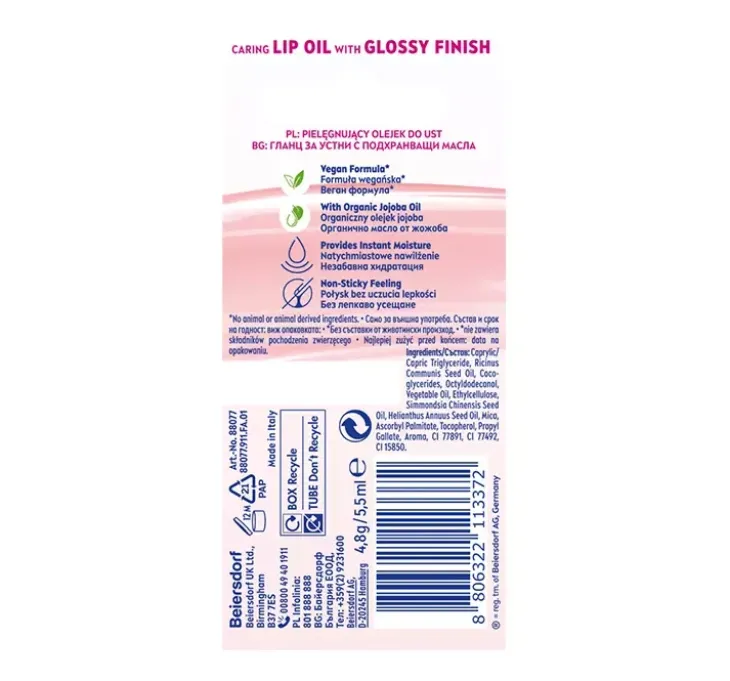 NIVEA Caring Lip Oil pielęgnujący olejek do ust Clear Glow 5,5 ml