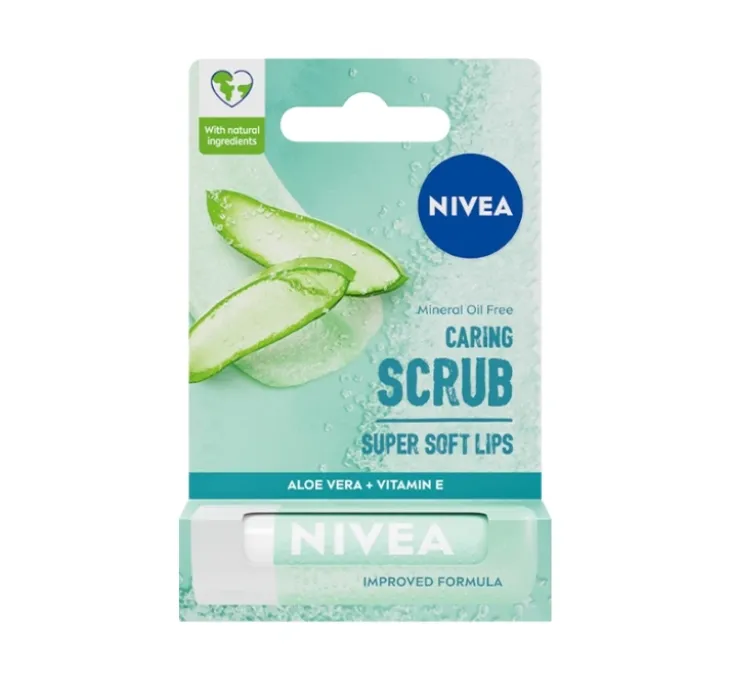 NIVEA Caring Scrub Super Soft pielęgnujący peeling do ust Aloes 4,8 g