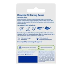 NIVEA Caring Scrub Super Soft pielęgnujący peeling do ust Dzika Róża 4,8 g