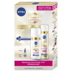 NIVEA Cellular Luminous630 2 Pack zestaw krem na dzień SPF50 40 ml + serum na przebarwienia 30 ml