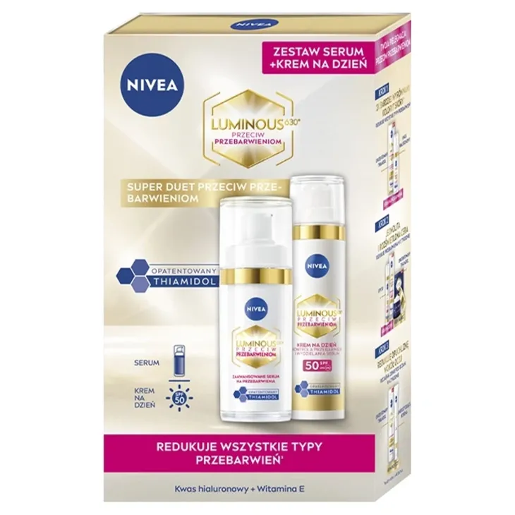NIVEA Cellular Luminous630 2 Pack zestaw krem na dzień SPF50 40 ml + serum na przebarwienia 30 ml