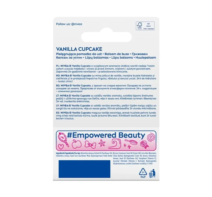 NIVEA Disney Princess pielęgnująca pomadka do ust Vanilla Cupcake 4,8 g