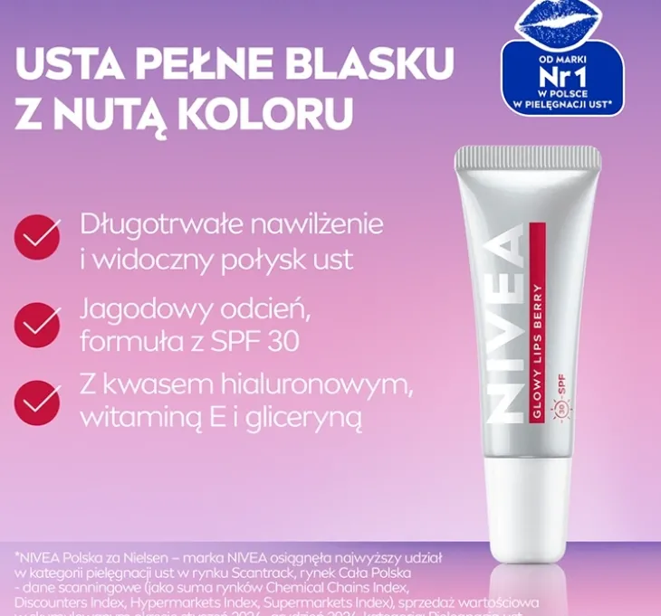 NIVEA Glow Lips balsam do ust SPF30 Berry 10 ml