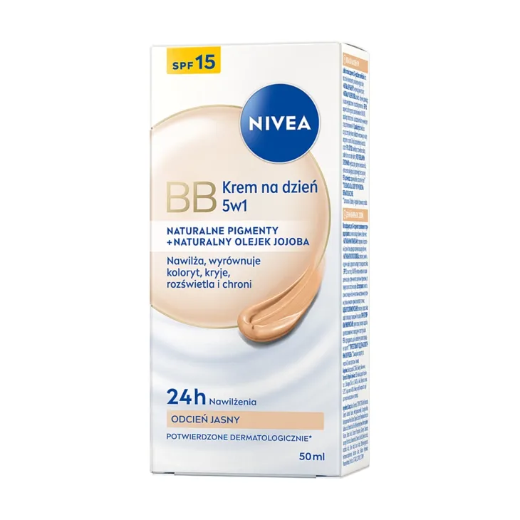 NIVEA 24h Nawilżenia krem BB 5w1 na dzień SPF15 odcień jasny 50 ml