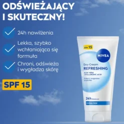 NIVEA 24h Nawilżenia odświeżający krem na dzień SPF15 cera normalna i mieszana 50 ml