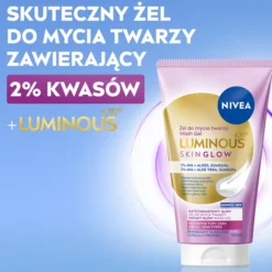 NIVEA Luminous630 Skin Glow żel do mycia twarzy 2% AHA, aloes i guarana 150 ml