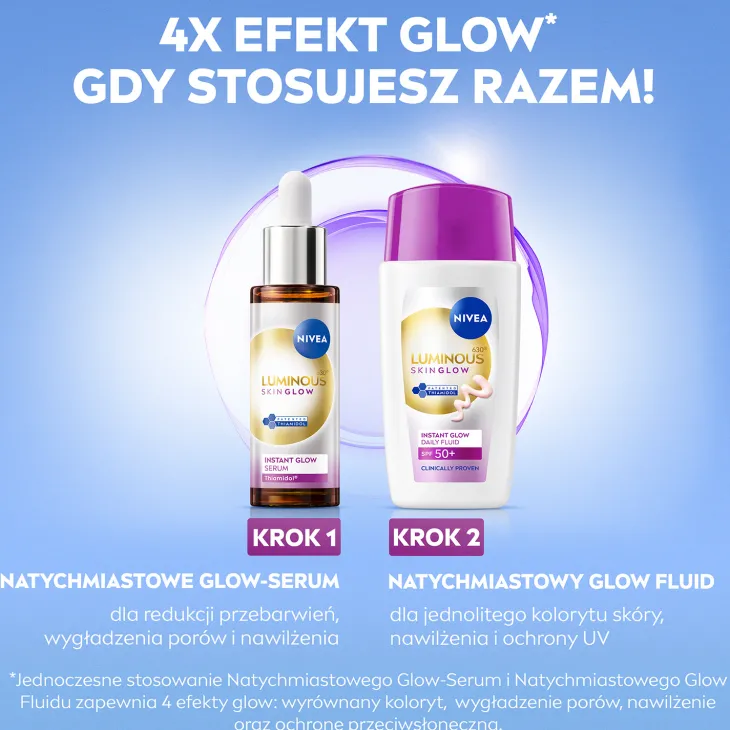 NIVEA Luminous630 Skin Glow Instant Glow Daily Fluid lekki krem koloryzujący do twarzy SPF50+ 40 ml