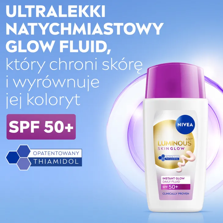 NIVEA Luminous630 Skin Glow Instant Glow Daily Fluid lekki krem koloryzujący do twarzy SPF50+ 40 ml