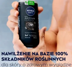 NIVEA MEN Active Clean żel pod prysznic do twarzy ciała i włosów 3w1 250 ml