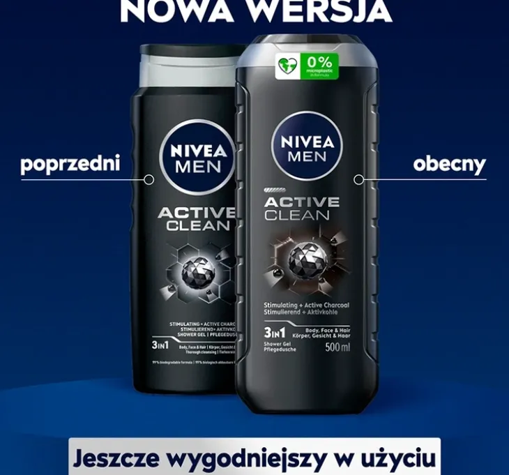 NIVEA MEN Active Clean żel pod prysznic dla mężczyzn 500 ml
