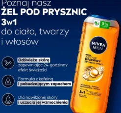 NIVEA MEN Active Energy energetyzujący żel pod prysznic 3w1 dla mężczyzn 500 ml