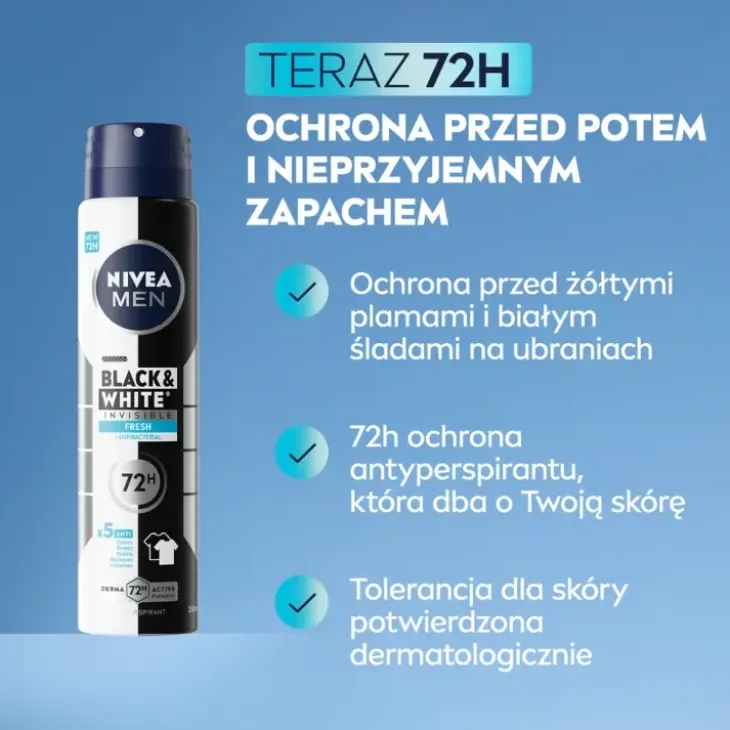 NIVEA MEN Black&White Invisible Fresh antyperspirant w sprayu dla mężczyzn 250 ml