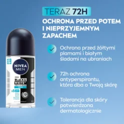 NIVEA MEN Black&White Invisible Fresh antyperspirant roll-on dla mężczyzn 50 ml