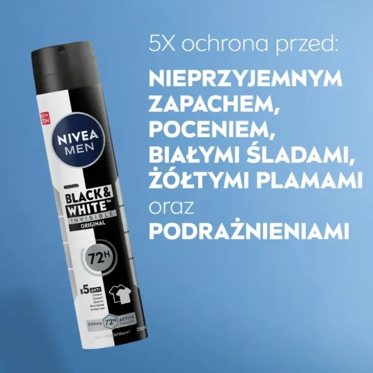 NIVEA MEN Black&White Invisible Original antyperspirant w sprayu dla mężczyzn 250 ml