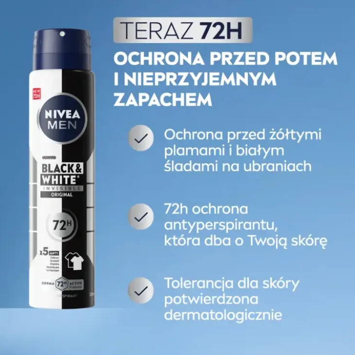 NIVEA MEN Black&White Invisible Original antyperspirant w sprayu dla mężczyzn 250 ml