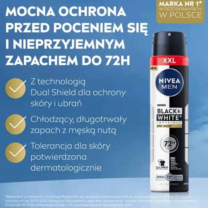 NIVEA MEN Black & White Invisible Epic Night antyperspirant w sprayu 250 ml