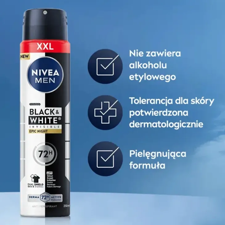 NIVEA MEN Black & White Invisible Epic Night antyperspirant w sprayu 250 ml