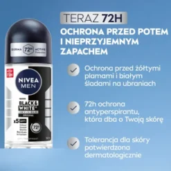 NIVEA MEN Black&White Invisible antyperspirant roll-on dla mężczyzn 50 ml