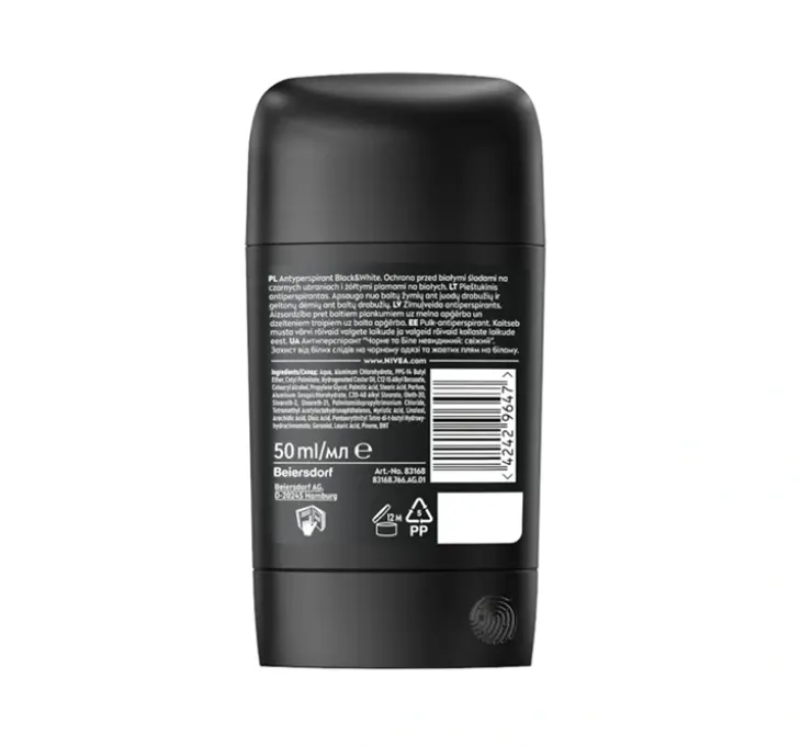NIVEA MEN Black&White Invisible Fresh antyperspirant w sztyfcie dla mężczyzn 50 ml