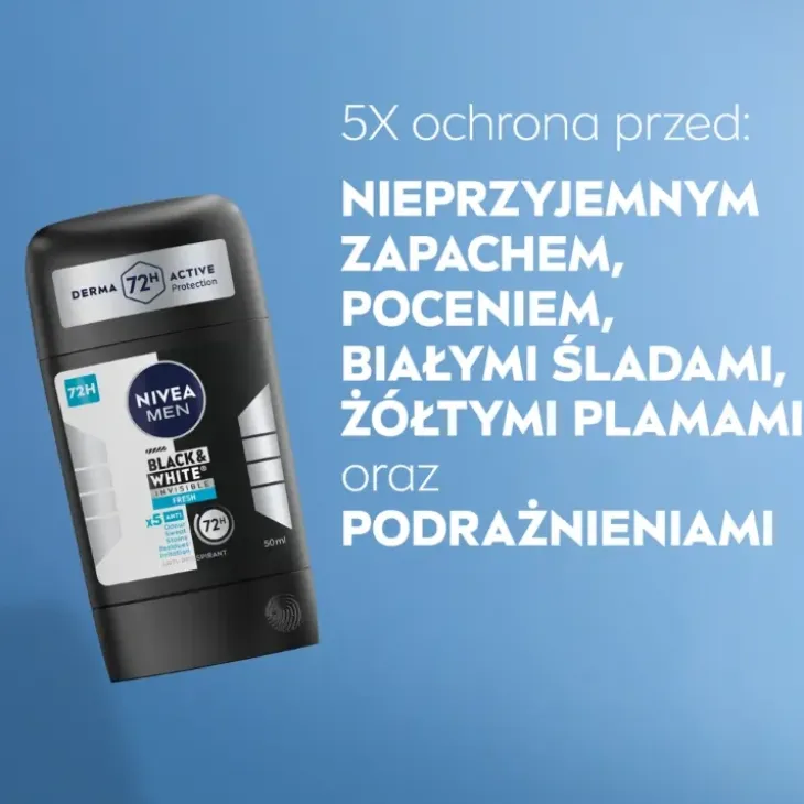 NIVEA MEN Black&White Invisible Fresh antyperspirant w sztyfcie dla mężczyzn 50 ml