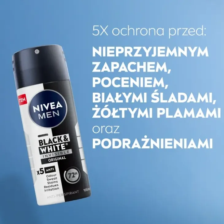 NIVEA MEN Black&White Invisible Orginal antyperspirant w sprayu dla mężczyzn 100 ml