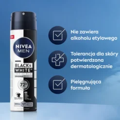 NIVEA MEN Black&White Invisible Original antyperspirant w sprayu dla mężczyzn 150 ml