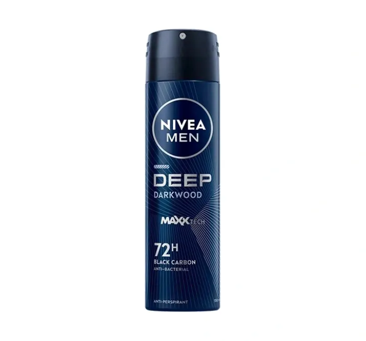 NIVEA MEN Deep DarkWood Maxx Tech 72h Black Carbon antyperspirant w sprayu 150 ml