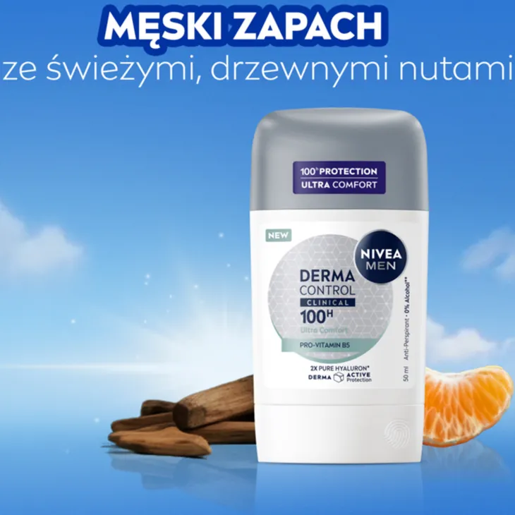 NIVEA MEN Derma Control Clinical Ultra Comfort antyperspirant w sztyfcie dla mężczyzn 50 ml