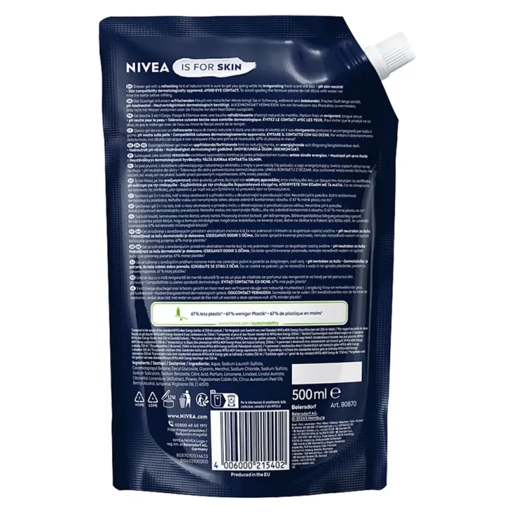 NIVEA MEN Energy energetyzujący żel pod prysznic 3w1 refill 500 ml