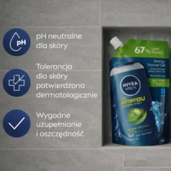 NIVEA MEN Energy energetyzujący żel pod prysznic 3w1 refill 500 ml