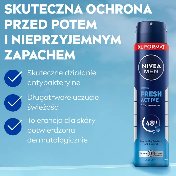 NIVEA MEN Fresh Active dezodorant w sprayu dla mężczyzn 250 ml
